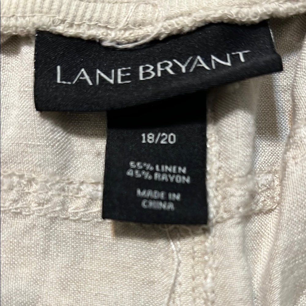 Lane Bryant tan Linen rayon Blend pant.